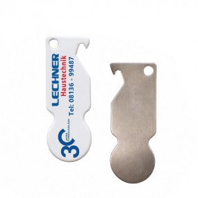 Einkaufswagenlöser Flaschenöffner mit Logo | Schlüssela...